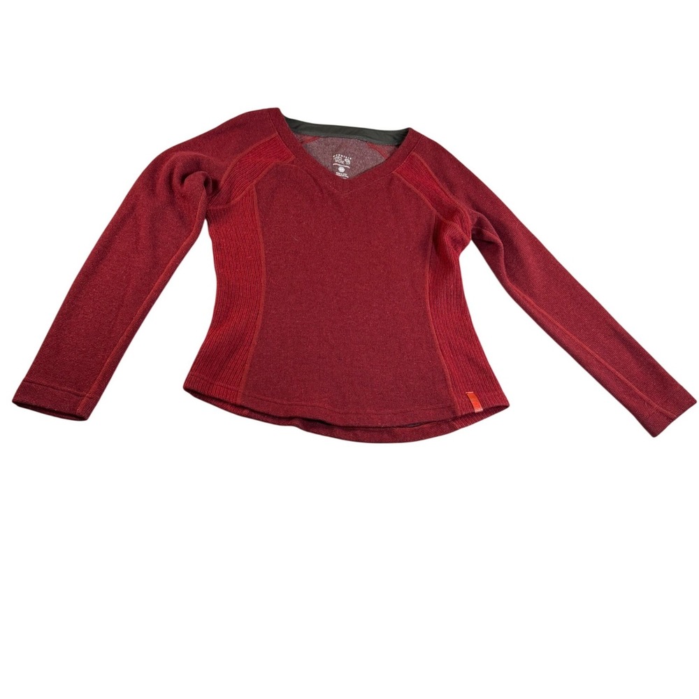 Mountain Hardwear Womens Burgundy Recycled Wool Blend V-Neck Pullover Top M